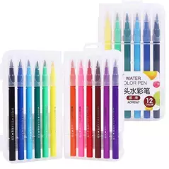 12pcs M&G Soft Brush Tip Water Color Marker, Highlighter Marker - Trademart.pk