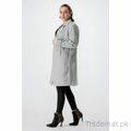 West Line Women Grey Solid Longline Coat, Women Coat - Trademart.pk