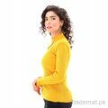 West Line Women Yellow Roll Cut Neck Sweater, Women Sweater - Trademart.pk