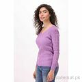 West Line Women Purple V Neck Sweater, Women Sweater - Trademart.pk