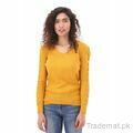 West Line Women Yellow V Neck Sweater, Women Sweater - Trademart.pk