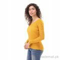 West Line Women Yellow V Neck Sweater, Women Sweater - Trademart.pk