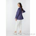 West Line Women Purple Checkered Cotton Top, Womens Tops - Trademart.pk