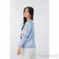 West Line Women Sky Blue Solid Silk Top, Womens Tops - Trademart.pk