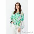 West Line Women Green Tie & Dye Chiffon Top, Womens Tops - Trademart.pk