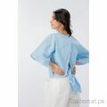 West Line Women Sky Blue Line Print Cotton Short Body Top, Womens Tops - Trademart.pk