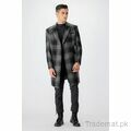 West Line Men Grey Check Wool Overcoat,  Blazers - Trademart.pk