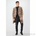 West Line Men Brown Check Wool Overcoat,  Blazers - Trademart.pk