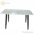 Italian Luxury Design Round Marble Glass Top Dining Table Set with Metal Legs, Dining Tables - Trademart.pk