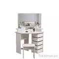 Simple White Wooden Dressing Table with Mirror, Stool and 5 Drawers., Dresser - Dressing Table - Trademart.pk