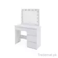 Modern White 7 Drawers Storage Dressing Table Makeup Vanity Table with Lighted Mirror, Dresser - Dressing Table - Trademart.pk