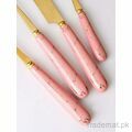 Stainless Steel Gold Cutlery Set With Pink Marble Pattern Handle - 24 Pcs | Kitchenware Cutlery Set, Cutlery Sets - Trademart.pk