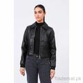 Cropped Leather Jacket, Women Jackets - Trademart.pk