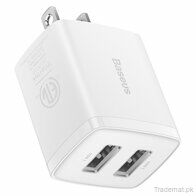 BASEUS Compact Charger with 2 USB Ports 10.5W Wall Power Adapter Plug, Mobile Phone Charger - Trademart.pk