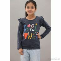 Yellow Bee Girls Charcoal Grey T-Shirt, Girls Tops & Tees - Trademart.pk