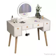 Bedroom Makeup Table Modern Solid Wood Legs Multifuntion Wooden Dresser with Mirror New Design LED Light Mirror Dresser, Dresser - Dressing Table - Trademart.pk