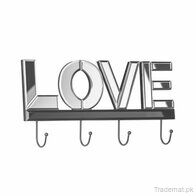 "Love" Mirrored 4 Hook Wall Hanger, Cloth Hangers - Trademart.pk