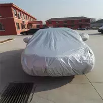 Silver Coating Polyester Fabric Waterproof Dustproof Full Car Covers, Car Top Cover - Trademart.pk