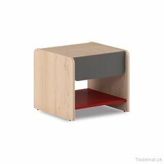 Bedside Table Wilson in Pine Grey And Red Colour, Bedside Tables - Trademart.pk