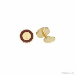 Gold with Burgundy enamel, Cufflinks - Trademart.pk