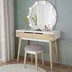 Contemporary Dressing Table with Lighted Mirror and 2 Drawers, Dresser - Dressing Table - Trademart.pk