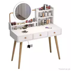 MDF Simple Multifuntion Makeup Cabinet Storsge Shelf Bedroom Vanity Drawer Dresser with LED Light Mirror Dresser, Dresser - Dressing Table - Trademart.pk