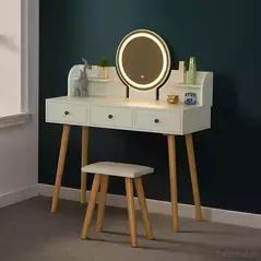 Modern Bedroom Dressing Table Corner Mirrored Makeup Vanity Wood Dresser, Dresser - Dressing Table - Trademart.pk