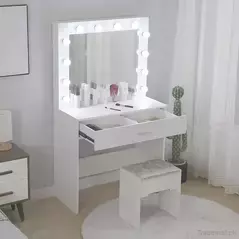 Nordic Dressing Table with LED Backlit Mirror and Stool for Bedroom Vanity Dressing., Dresser - Dressing Table - Trademart.pk