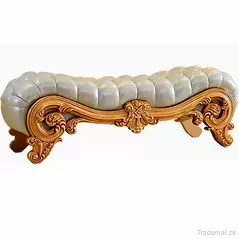 Wood Carved Classic Leather Bed Bench for Bedroom Furniture, Bed Benches - Trademart.pk