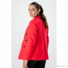 West Line Women Strawberry Red Solid Wool Coat, Women Coat - Trademart.pk