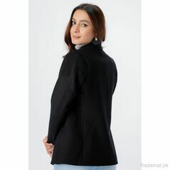 West Line Women Black Solid Coat, Women Coat - Trademart.pk