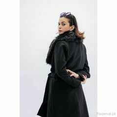 Forestblu Women Black Pure Wool Coat, Women Coat - Trademart.pk