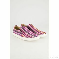 Miles Women Purple Stripped Slip-On Sneakers, Sneakers - Trademart.pk