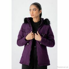 Forestblu Women Purple Hood Parka Jacket, Women Jackets - Trademart.pk
