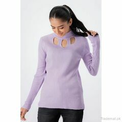 West Line Women L-Purple Roll Cut Neck Sweater, Women Sweater - Trademart.pk