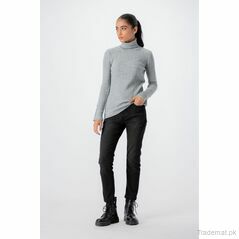 West Line Women Grey High Neck Sweater, Women Sweater - Trademart.pk