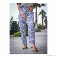 Cotton Print Trouser - Moroccan, Women Trousers - Trademart.pk