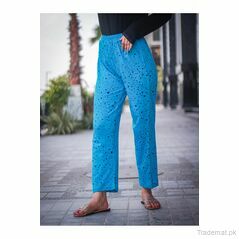Cotton Printed Trouser - Tartan, Women Trousers - Trademart.pk