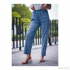 Cotton Printed Trouser - Honeycomb, Women Trousers - Trademart.pk