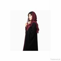 Women Solid Black & Maroon Abaya Burqa Ld40, Abayas - Trademart.pk