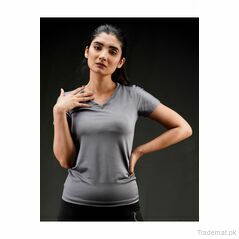 Luxe V-Neck Tshirt - Grey, Women T-Shirts - Trademart.pk