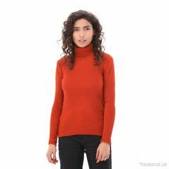 West Line Women Burgundy High Neck Sweater, Women Sweater - Trademart.pk