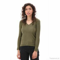 West Line Women Olive Fashion Bottom Sweater, Women Sweater - Trademart.pk