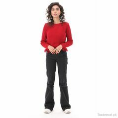 West Line Women Red Bottom Cut Sweater, Women Sweater - Trademart.pk