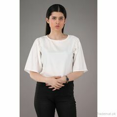 West Line Women White Silk Cotton Crop Top, Womens Tops - Trademart.pk