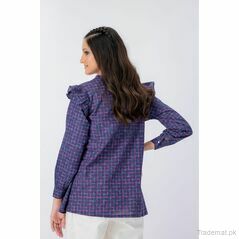 West Line Women Purple Checkered Cotton Top, Womens Tops - Trademart.pk