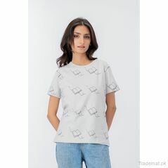 West Line Women Light Grey Line Art Tee, Women T-Shirts - Trademart.pk