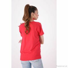 West Line Women Red Urdu Caption Cotton Tee, Women T-Shirts - Trademart.pk