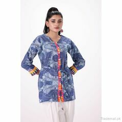 East Line Women Tropical Azure Print  Stitched Kurta, Women Kurtas - Trademart.pk