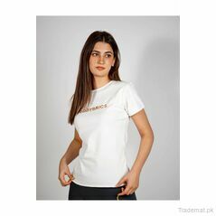 Embroidered Logo T-Shirt - White, Women T-Shirts - Trademart.pk